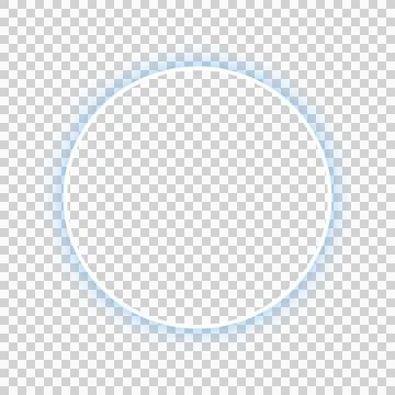 Blue neon circle frame isolated on transparent background Stock Illustration