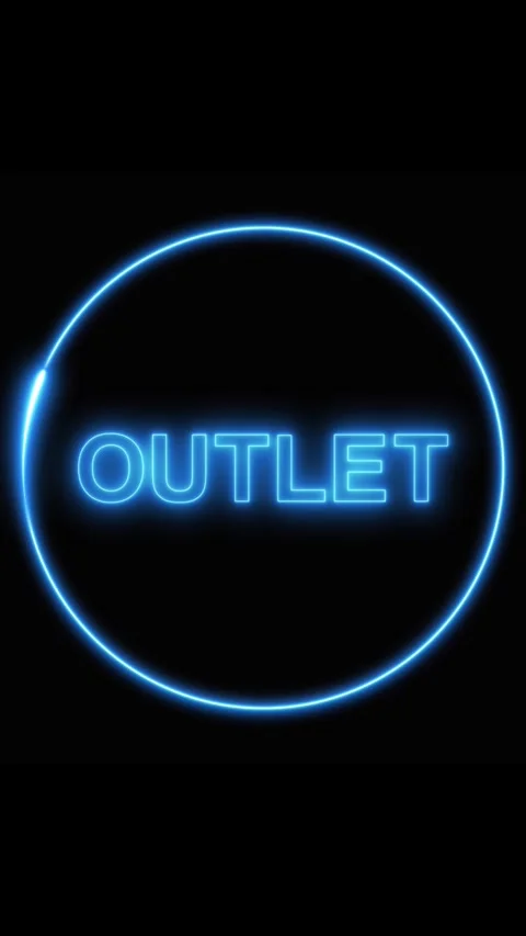 Blue neon circle with outlet glowing on black background. Blue neon outlet .. Stock Footage 344843112