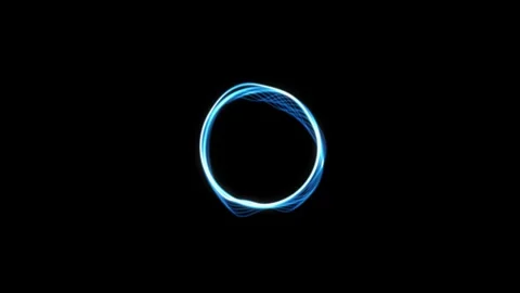 Blue Neon Circle Waves Loop on Black Background Video stock 319566916