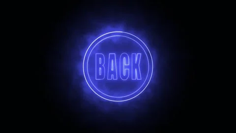 Blue Neon Circle With Word BACK Glowing On Black Background abstract button.. Stock Footage 321453153