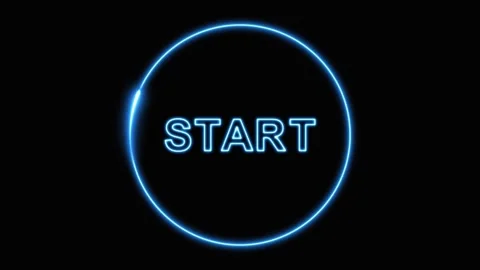 Blue Neon Circle with the Word START Glowing on animated Black Background s.. Stock Footage 321626198