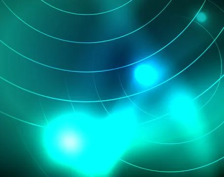 Blue neon circles, abstract circular lines. Glowing circle abstract pattern Illustrazione stock