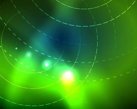 Blue neon circles, abstract circular lines. Glowing circle abstract pattern Illustrazione stock