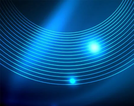 Blue neon circles, abstract circular lines. Glowing circle abstract pattern Illustrazione stock