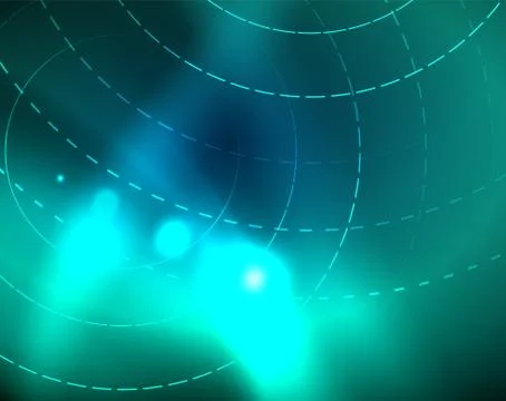 Blue neon circles, abstract circular lines. Glowing circle abstract pattern Stock Illustration