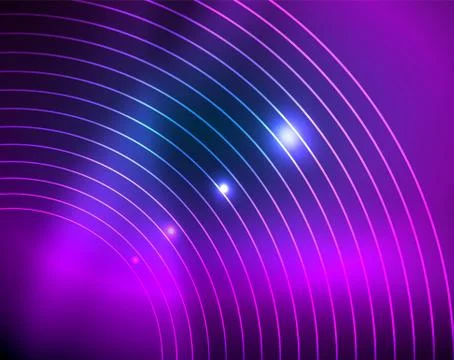 Blue neon circles, abstract circular lines. Glowing circle abstract pattern Stock Illustration