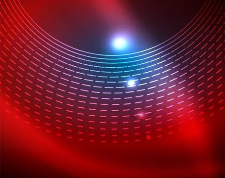 Blue neon circles, abstract circular lines. Glowing circle abstract pattern Stock Illustration