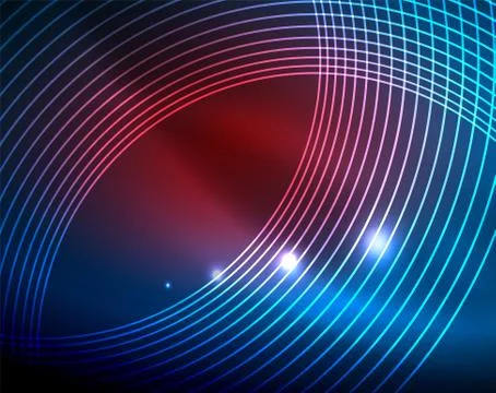 Blue neon circles, abstract circular lines. Glowing circle abstract pattern Stock Illustration