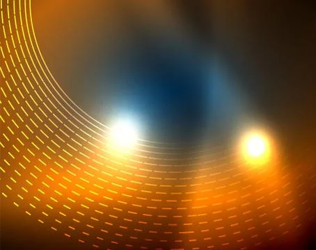 Blue neon circles, abstract circular lines. Glowing circle abstract pattern Illustrazione stock