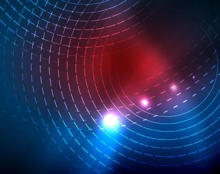 Blue neon circles, abstract circular lines. Glowing circle abstract pattern Stock Illustration