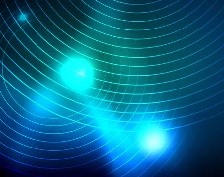 Blue neon circles, abstract circular lines. Glowing circle abstract pattern Illustrazione stock