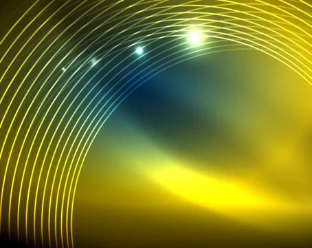 Blue neon circles, abstract circular lines. Glowing circle abstract pattern Stock Illustration