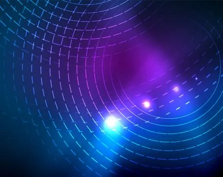 Blue neon circles, abstract circular lines. Glowing circle abstract pattern 스톡 일러스트