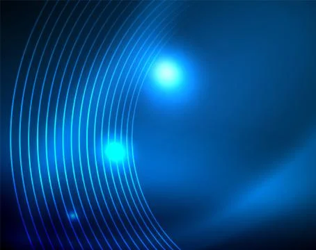 Blue neon circles, abstract circular lines. Glowing circle abstract pattern Stock Illustration