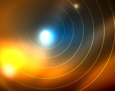 Blue neon circles, abstract circular lines. Glowing circle abstract pattern Stock Illustration