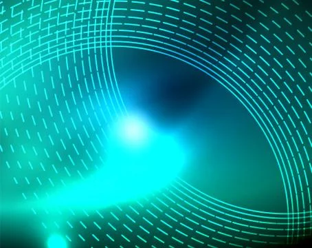 Blue neon circles, abstract circular lines. Glowing circle abstract pattern Illustrazione stock