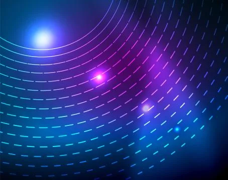 Blue neon circles, abstract circular lines. Glowing circle abstract pattern 스톡 일러스트