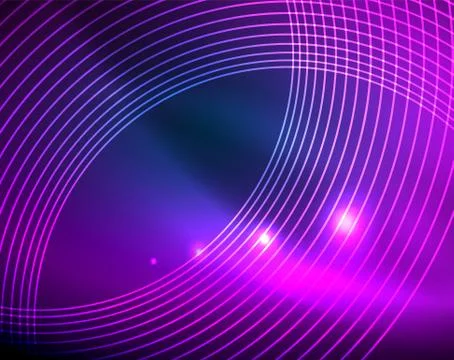 Blue neon circles, abstract circular lines. Glowing circle abstract pattern Illustrazione stock