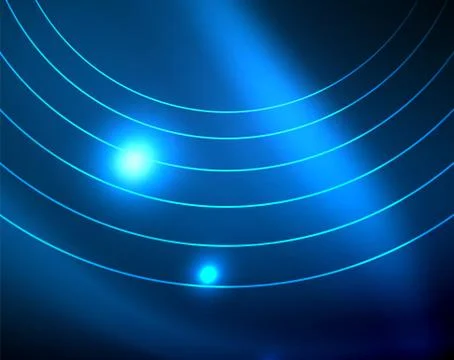 Blue neon circles, abstract circular lines. Glowing circle abstract pattern 스톡 일러스트