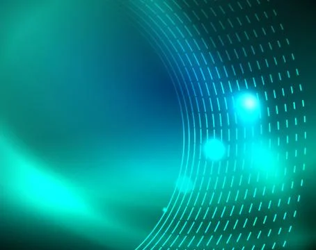 Blue neon circles, abstract circular lines. Glowing circle abstract pattern Stock Illustration