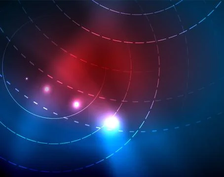 Blue neon circles, abstract circular lines. Glowing circle abstract pattern Stock Illustration