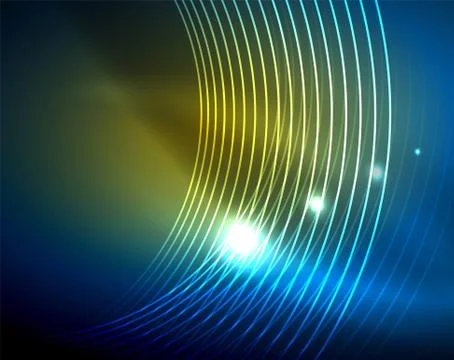 Blue neon circles, abstract circular lines. Glowing circle abstract pattern Stock Illustration