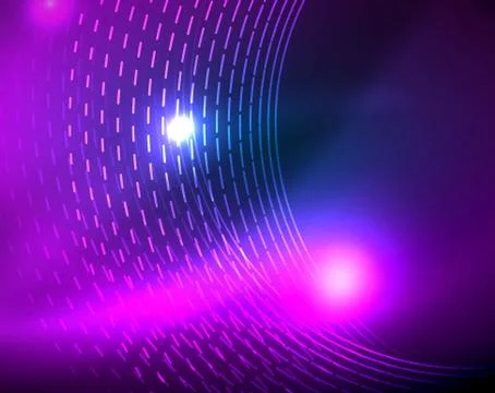 Blue neon circles, abstract circular lines. Glowing circle abstract pattern Stock Illustration
