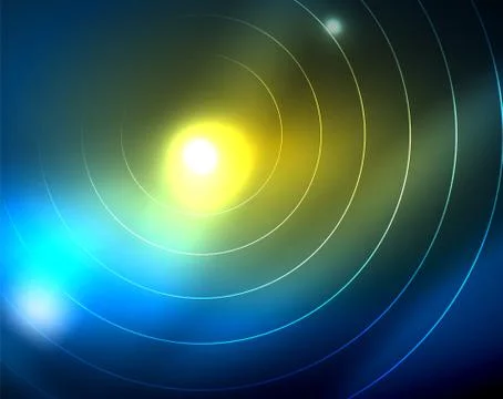 Blue neon circles, abstract circular lines. Glowing circle abstract pattern Illustrazione stock
