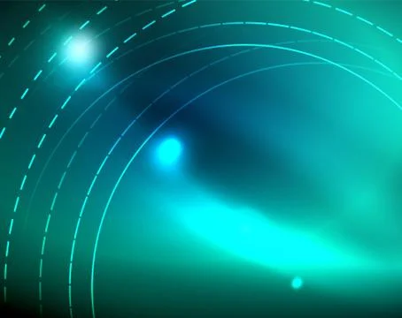 Blue neon circles, abstract circular lines. Glowing circle abstract pattern Illustrazione stock