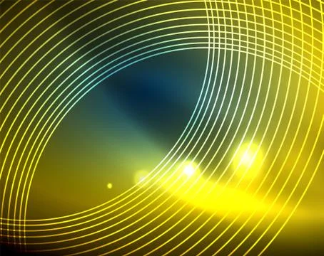 Blue neon circles, abstract circular lines. Glowing circle abstract pattern Stock Illustration
