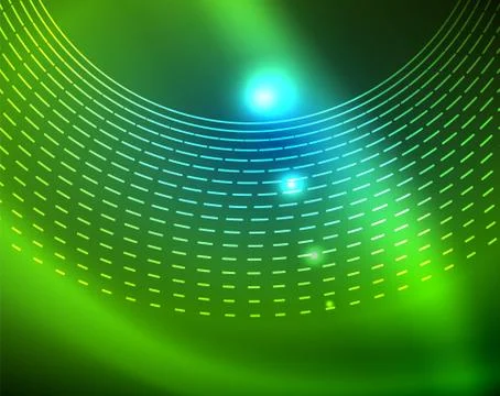 Blue neon circles, abstract circular lines. Glowing circle abstract pattern Stock Illustration