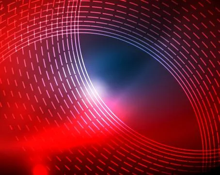 Blue neon circles, abstract circular lines. Glowing circle abstract pattern Illustrazione stock