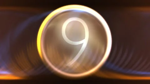 Blue Neon Circular Counter With Light Trails, Futuristic Motion Effect Stock Footage 320055284