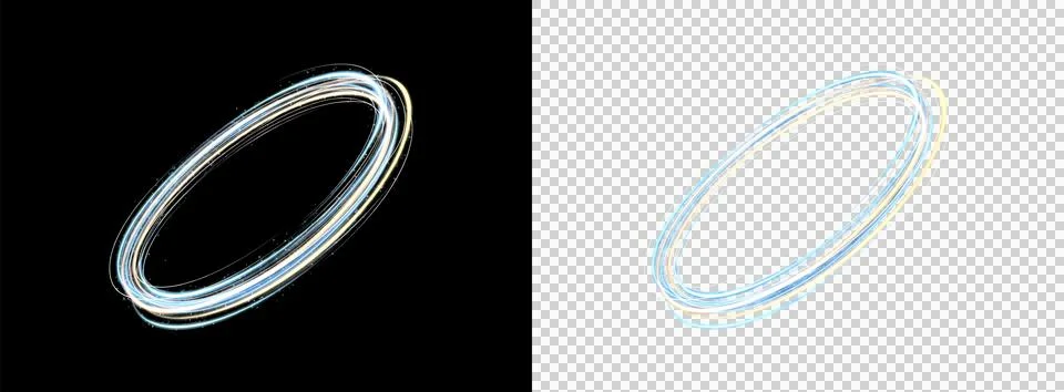 Blue Neon Circular Light Ring Isolated on Transparent Background Stock Illustration