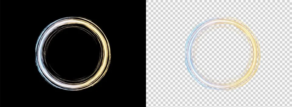 Blue Neon Circular Light Ring Isolated on Transparent Background Stock Illustration