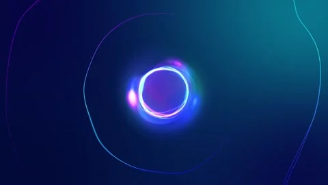 Blue Neon Circular Pulse Logo Reveal Animation with Glowing Energy Rings Stock Footage 340842164