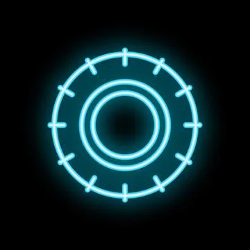Blue neon combination lock glowing on black background Stock Illustration