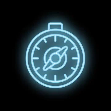 Blue neon compass showing direction on black background Stock-Illustration