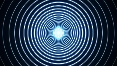 Blue Neon Concentric Rings Pulse Seamless Loop Motion Graphics Stock Footage 340786804
