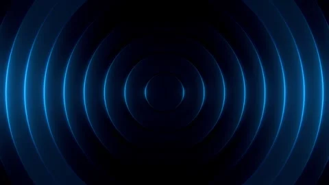 Blue Neon Concentric Wave Rings Forming Futuristic Depth Effect. Looped 3D Video stock 324617845