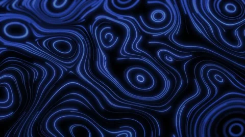 Blue neon contour line pattern forms digital terrain waves on black backgro.. 库存影片 335977735