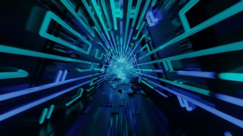 Blue Neon Corridor 스톡 동영상 170347372