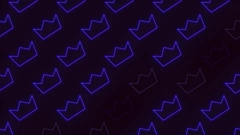 Blue neon crown pattern on a black background Video stock 300781843