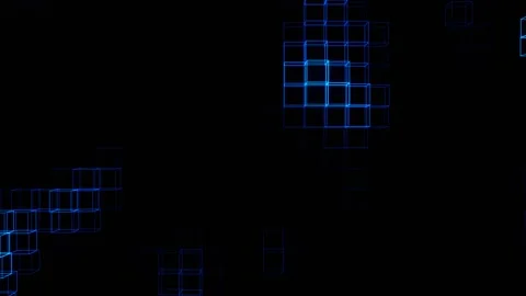 Blue Neon Cubic Frame Waves Background VJ Loop in 4K Stock Footage 283897579