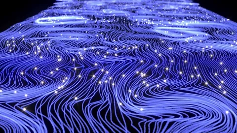 Blue neon curve lines led able to loop endless Stock Footage 319131850