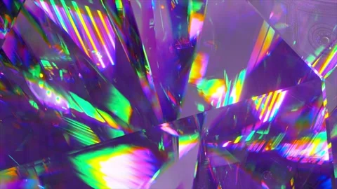 Blue neon diamond close up. Edges of a diamond. Refraction of light. Rainbow Stock Footage 241176556