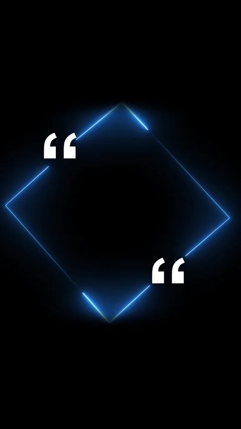 Blue neon diamond frame with animated white quotation marks. Neon diamond q.. Stock Footage 344861067