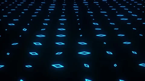 Blue Neon Diamond Matrix Pattern with Glowing Geometric Elements Stock Footage 335865608