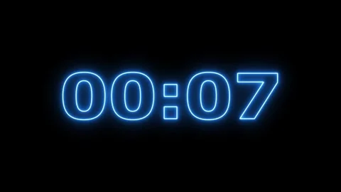 Blue neon digital timer counts seconds from 0000 to 0100. Video stock 333080867