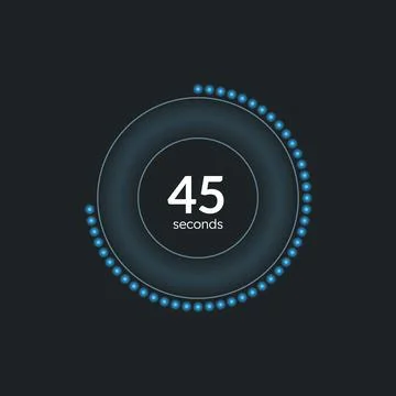 Blue neon dotted line countdown timer on dark background Stock Illustration